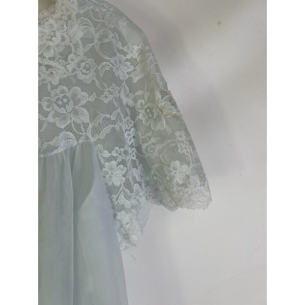 Vintage 60s Sheer Nylon Lace Full Sweep Negligee Pignoir USA - Picture 3 of 10